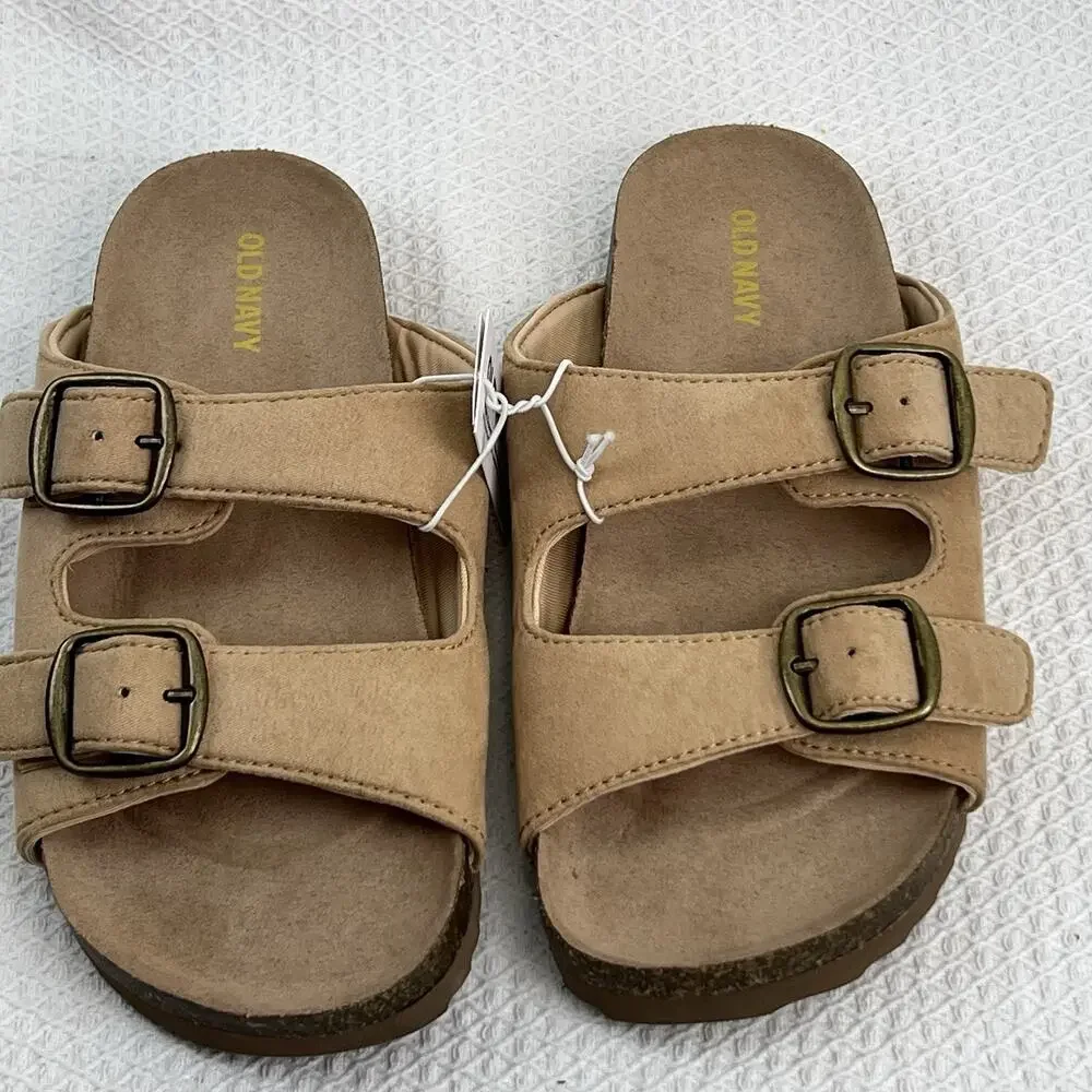 Old Navy Double Buckle Slide Sandals Tan Kids Size 3Y EU 35 NWT